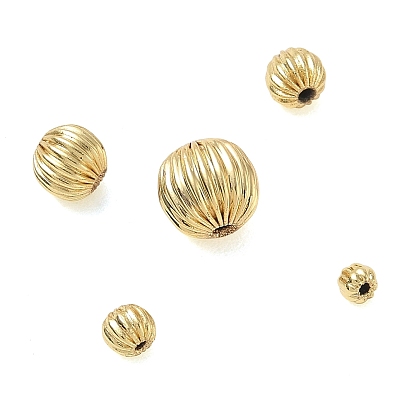 Brass Beads, Corrugated Round, Cadmium Free & Lead Free, Rack Plating, Long-Lasting Plated