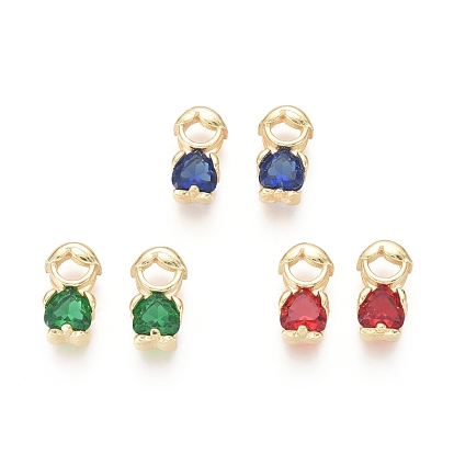 Golden Plated Brass Charms, with Cubic Zirconia, Boy