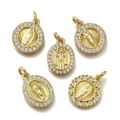 Латунные микропаве прозрачные подвески с фианитом, овальные, долговечный, стойки покрытие, без свинца и без кадмия, религия, с целью перехода в кольце