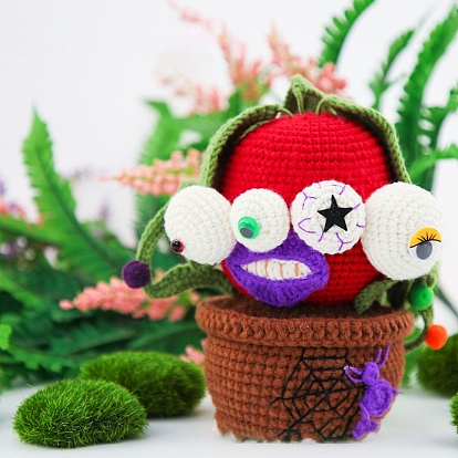DIY Pot Plant Crochet Kits for Beginners, including Polyester Yarn, Fiberfill, Crochet Needle, Yarn Needle, Support Wire, Stitch Marker