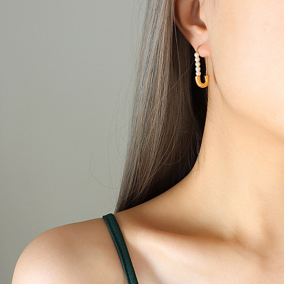 Autumn and winter retro Hong Kong style paper clip imitation pearl earrings earrings fashion simple earrings