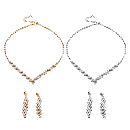 2 комплекты 2 цветные комплекты украшений из железа. комплекты из ожерелий и сережек-гвоздиков со стразами
