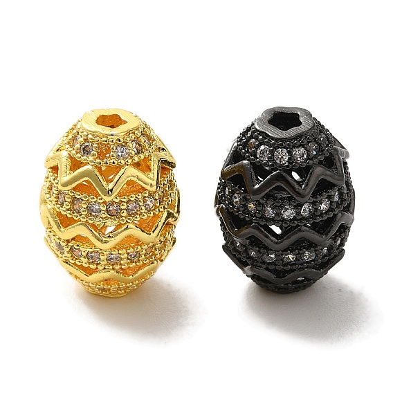 Латунные микро проложить кубического циркония бусы, долговечный, без кадмия и без свинца, овальные