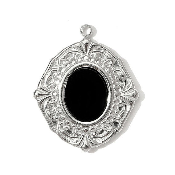 304 из нержавеющей стали акриловые подвески, овальные амулеты, цвет нержавеющей стали