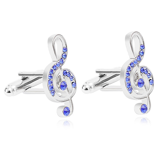 Musical Theme Alloy Cufflinks, for Apparel Accessories, with Rhinestone