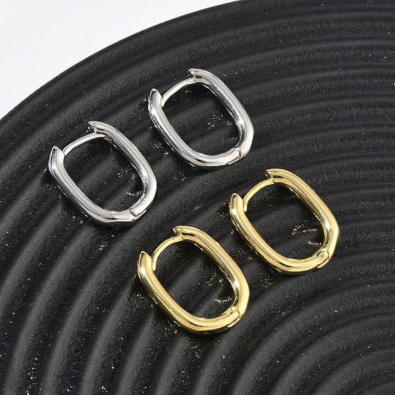 Brass Hoop Earrings for Women, U-Shape, Long-Lasting Plated, Rack Plating, Lead Free & Cadmium Free