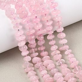 Natural Rose Quartz Beads Strands, Chip, with Seed Beads