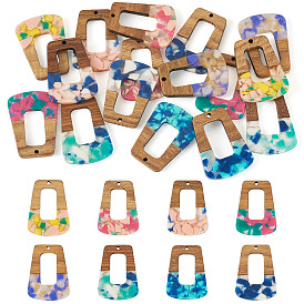 16 шт. 8 подвески из цветной смолы и ореха, трапециевидные