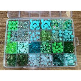24 Stile transparente und undurchsichtige Acrylperlen, Mischformen