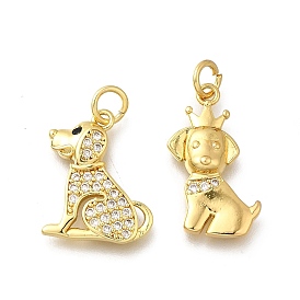 Латунные микропаве прозрачные подвески с фианитом, без кадмия, без никеля и без свинца, собака прелести