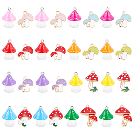 Pendants Sets, Including 32Pcs 16 Style Opaque Resin Pendants with Platinum Tone Iron Loops and Alloy Enamel Pendants