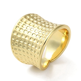 Rack Plating Brass Open Cuff Rings, Textured Wide Ring, Cadmium Free & Lead Free