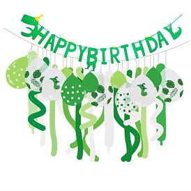 Latex Cartoon Dinosaur Balloon Letter Pull Flag, Word Happy Birthday for Party Decoration