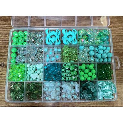 24 Stile transparente und undurchsichtige Acrylperlen, Mischformen