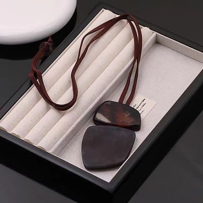 Самородки геометрические смоляные подвески искусственная замша шнур длинные ожерелья