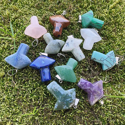 Gemstone Pendant Necklaces, with Cord, Mushroom