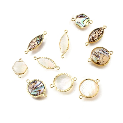 Подвески-коннекторы из натуральной латуни с паве, с эпоксидной смолой, плоские круглые шестигранные звенья с конским глазом, золотые