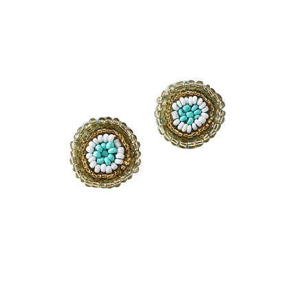 Eye Studs Female Handmade Rice Beads Creative Design Earrings Jewelry