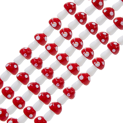 2 нити бусины лэмпворк ручной работы, гриб