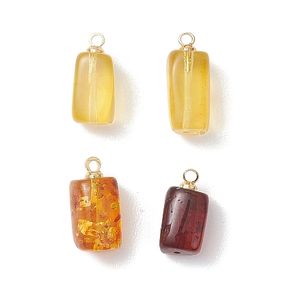 Подвески из натурального янтаря с градиентным цветом, прямоугольные подвески с латунными дужками, золотые