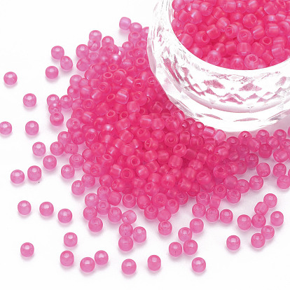 8/0 transparentes perlas de cristal de la semilla, agujero redondo, colores esmerilado, rondo