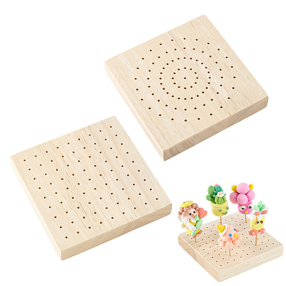 2шт. 2 стили деревянный держатель для шампуров для еды, глиняные фигурки кукольные витрины, для гончарных изделий, глиняных моделей и дисплеев для выбора еды, квадратный