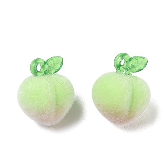 Flocky Opaque Acrylic Pendants, Peach Charms