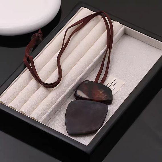 Самородки геометрические смоляные подвески искусственная замша шнур длинные ожерелья