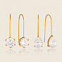 304 Pendientes colgantes de acero inoxidable con circonitas cúbicas para mujer, dorado
