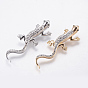 Brass Pendants, with Polymer Clay Rhinestone, Gecko, 
Crystal & Jet