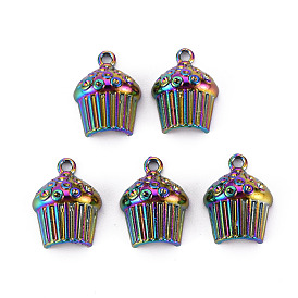 Alloy Pendant Rhinestone Settings, Cadmium Free & Nickel Free & Lead Free, Cupcake Shape