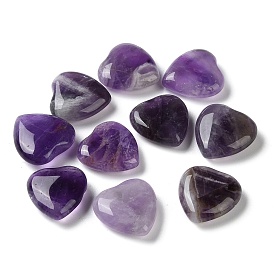 Natural Amethyst Heart Palm Stones, Crystal Pocket Stone for Reiki Balancing Meditation Home Decoration