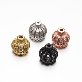 CZ Brass Micro Pave Cubic Zirconia Crown Bead Cones, Lead Free & Cadmium Free, 9x9mm, Hole: 1mm
