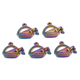Alloy Charms, Cadmium Free & Nickel Free & Lead Free, Basket with Wine