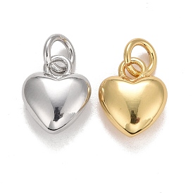 Rack Plating Real 18K Gold Plated Brass Pendants, with Jump Rings, Long-Lasting Plated, Lead Free & Cadmium Free, Heart