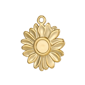 304 Подвеска кабошон из нержавеющей стали, цветок, ионное покрытие (ip)