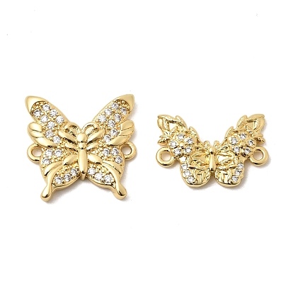 Подвески-бабочки из латуни с микропаве из прозрачного кубического циркония, без кадмия и без свинца, долговечный, стойки покрытие