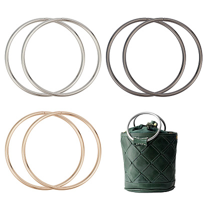 6 piezas 3 asas de bolso de hierro de colores, Forma de anillo