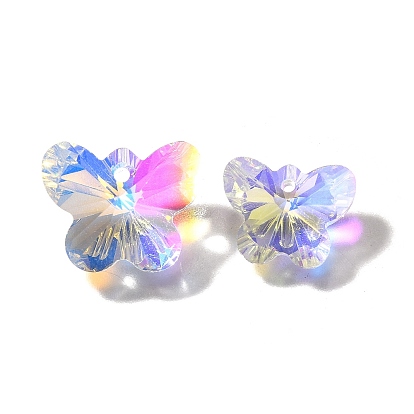 Стеклянные подвески, бабочка, AB цвет, граненые