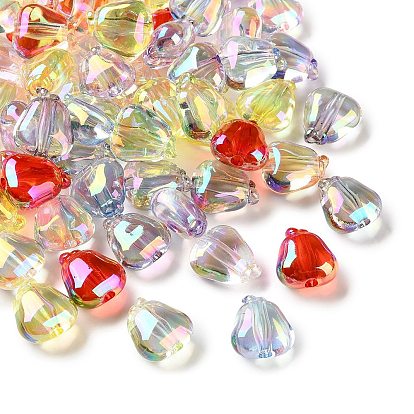 UV Plating Transparent Acrylic Beads, Iridescent, Petaline