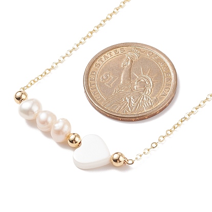 Fábrica de China Collares colgantes con cuentas de corazón de perlas naturales y conchas, chapado en oro 304 joyas de acero inoxidable para mujer 16.65 pulgada (42.3 a granel en línea - PandaWhole.com