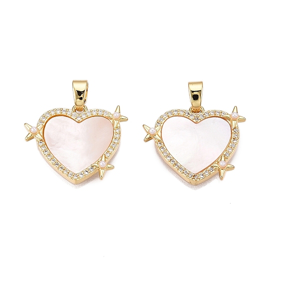 Латунные микропаве прозрачные подвески с фианитом, без кадмия и без свинца, с оболочкой, сердце прелести