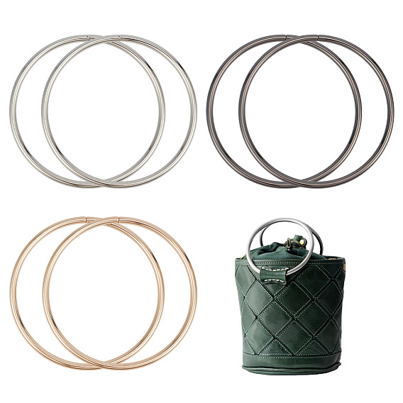 6Pcs 3 Colors Iron Bag Handles, Ring Shape