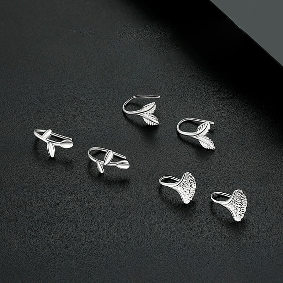 999 изящные серебряные серьги-каффы, лист