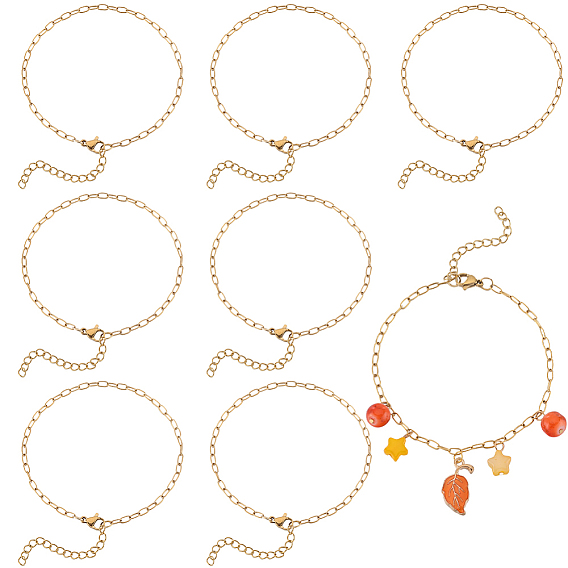 12шт 304 набор браслетов-цепочек из нержавеющей стали со скрепками для женщин