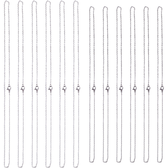 40 шт. 2 стили 304 ожерелья из нержавеющей стали с цепочкой, с омаром застежками, не тускнеет