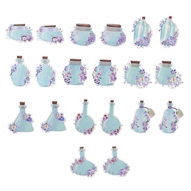 20pcs 10 Arten wasserdichte selbstklebende Haustieraufkleber, für Koffer, Skateboard, Kühlschrank, Helm, handyhülle, mittelviolette Blüten