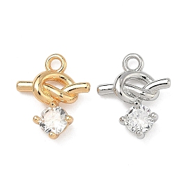 Латунные микропаве прозрачные подвески с фианитом, подвески в виде закрученного узла и сердца