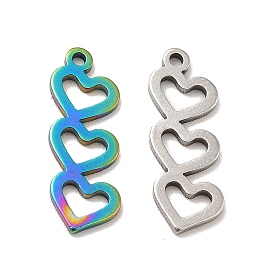 Ion Plating(IP) 201 Stainless Steel Pendants, Heart with Heart