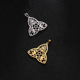 Stainless Steel Pendants, Laser Cut, Trinity Knot with Sun & Star Charm